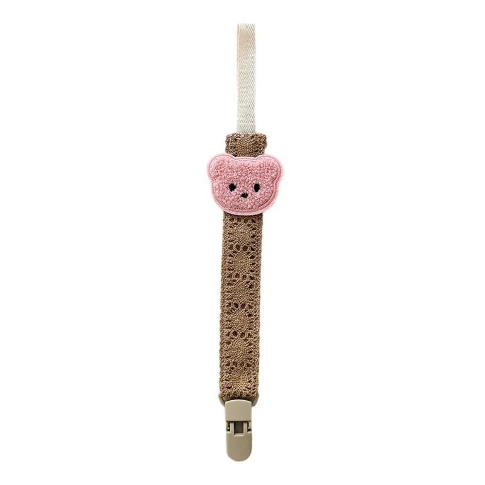 Cartoon Cute Bear Pacifier Chain Hanging Plastic Fabric Rope Dummy Nipple Clip Portable Soother Accessory