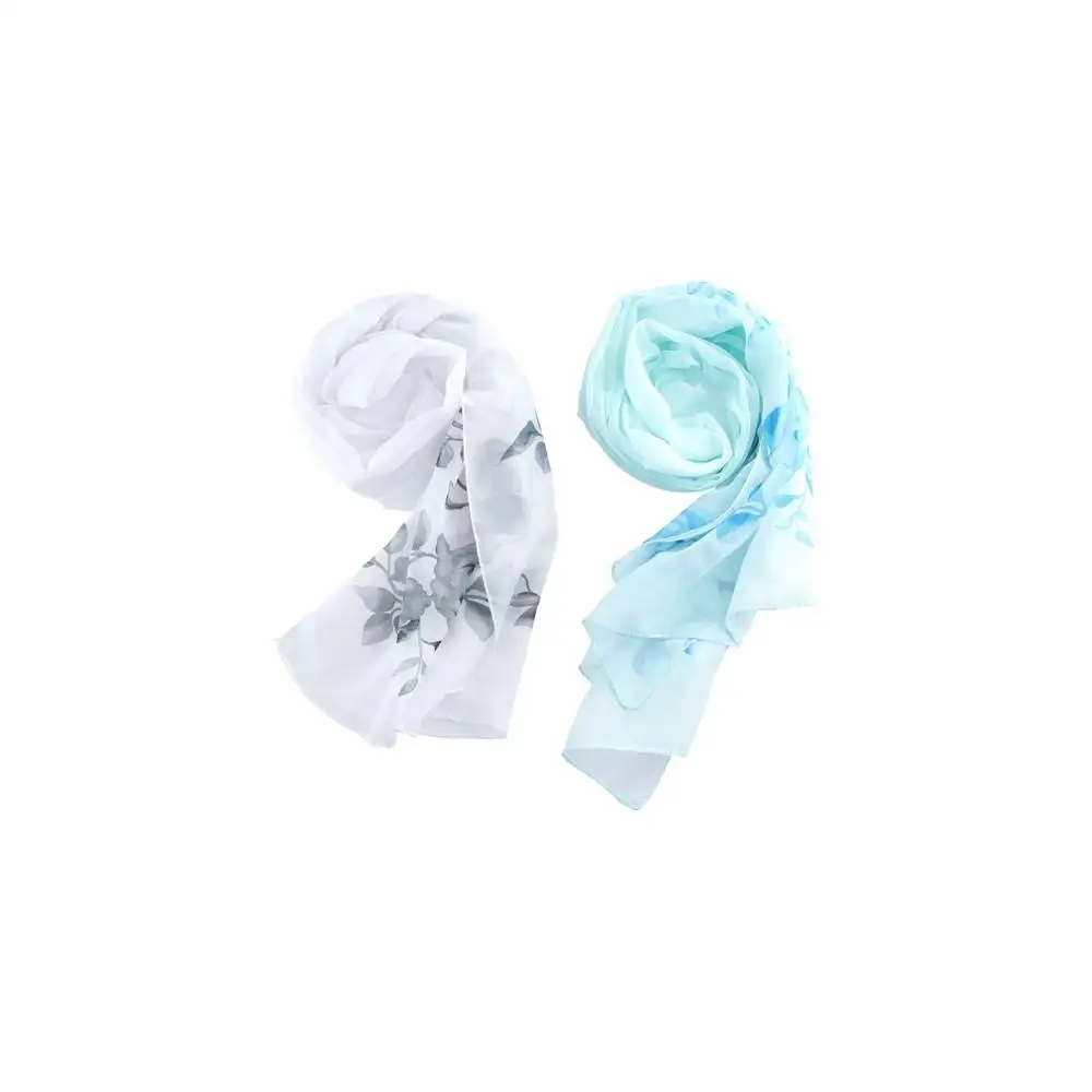 أزياء المرأة روز زهرة مطبوعة لينة وشاح طويل شال الأوشحة الشيفون #2