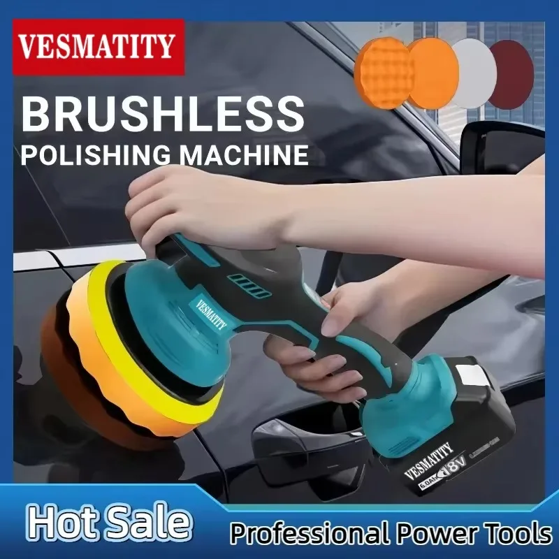 Cordless 8 Gears Car Polisher Adjustable Auto Electric Waxing Sanding Sealing Glaze Power Tool Fit Makita Battery - view 6