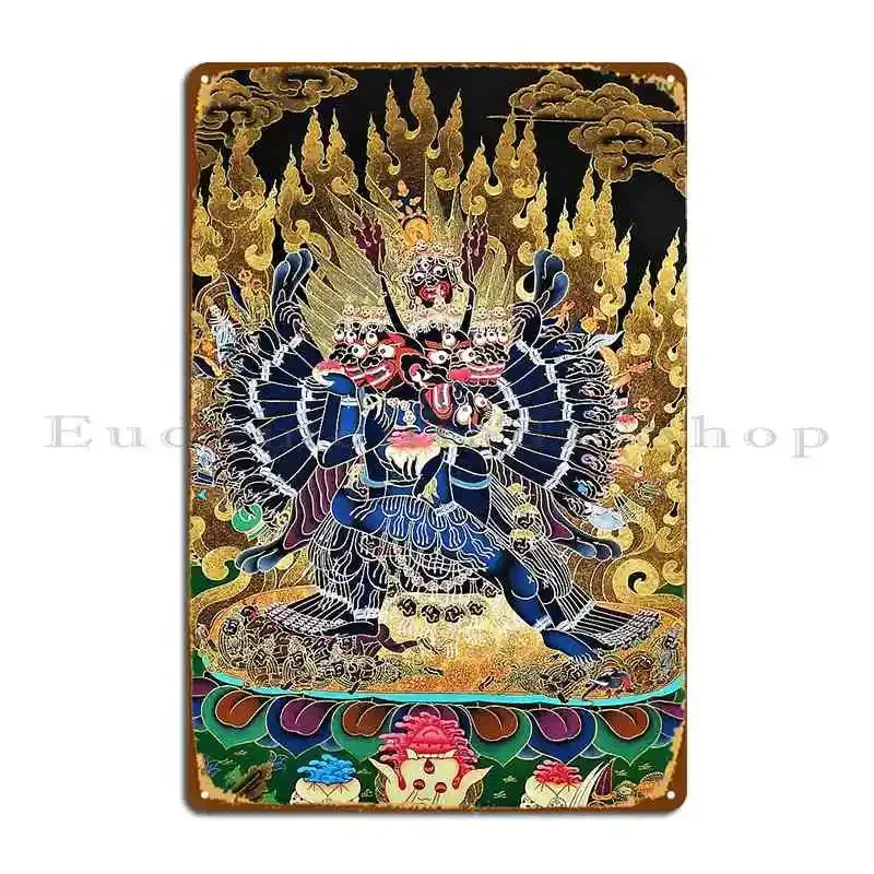 Vajrabhairava Tantric Buddhist Deity 4 Metal Plaque Bar Wall Decor Living Room Wall Personalized Tin Sign Poster