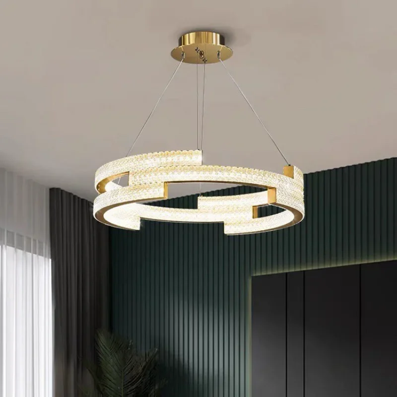 Post-modern light luxury personalized crystal chandelier simple living room dining table round ring
