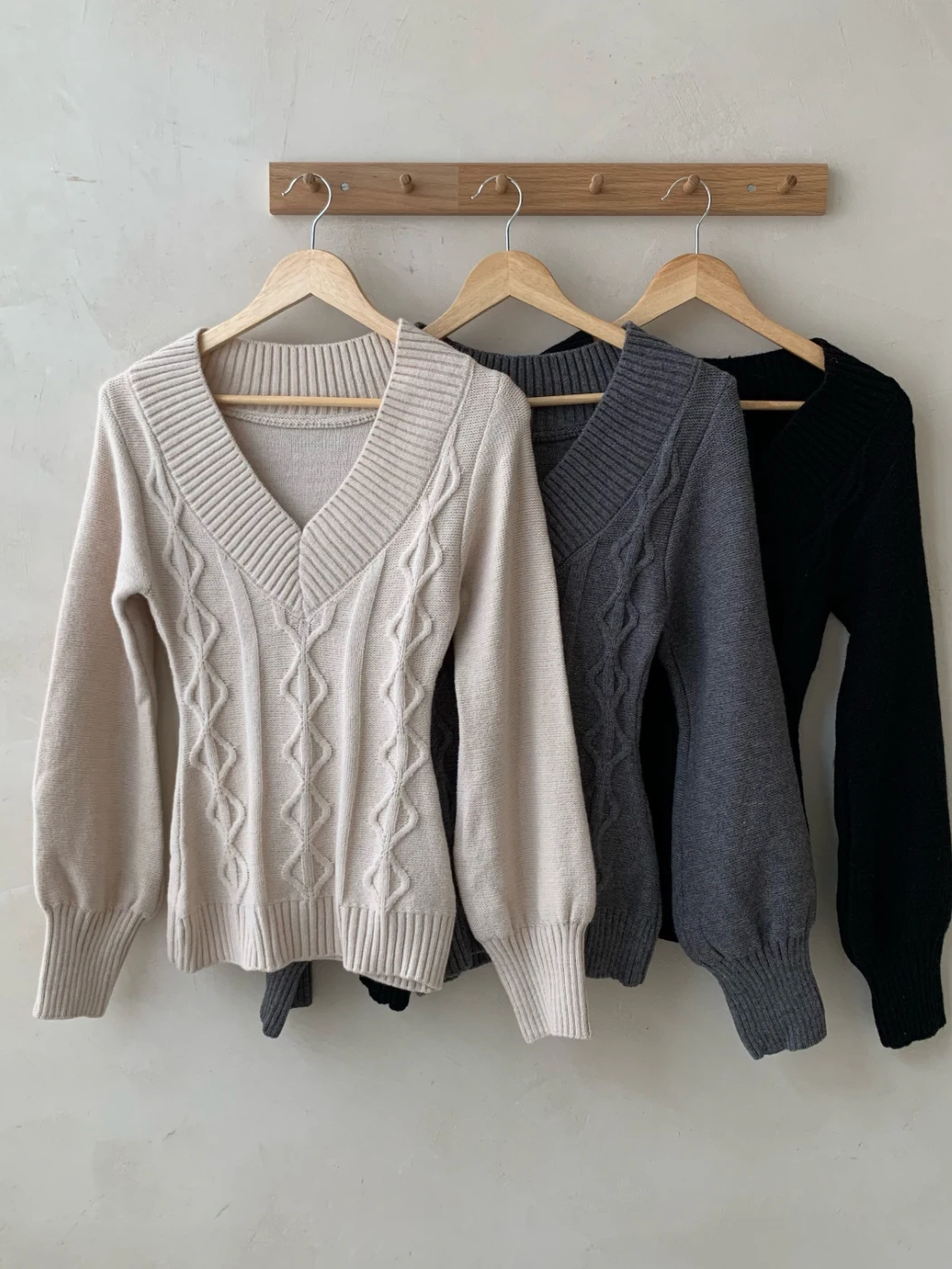 Chic Long Sve Knitted Sweater Women's Slim Fit V-Ne Knitwear Outerwear Sli Thiened Waist-Cinching Soft Sle