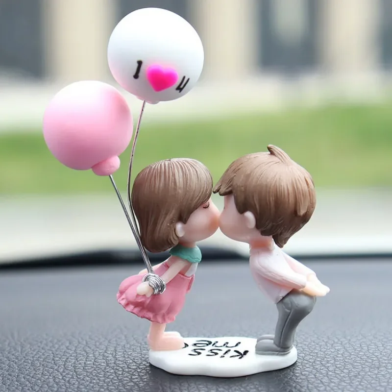 Car Decoration Cute Cartoon Couples Figure Figurines Balloon Ornament Auto Interior Dashboard Accessory for Girls Gifts Supply