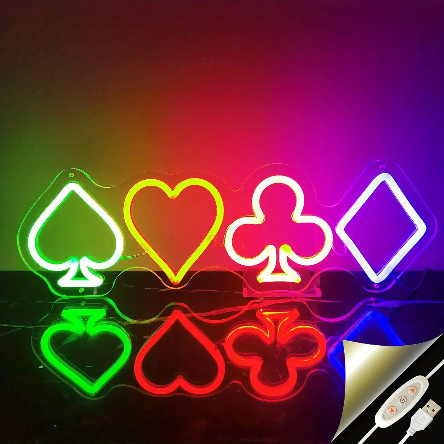 

Poker neon sign, suitable for games room, sports, bar, living room, office, cafe, bedroom, casino decoration