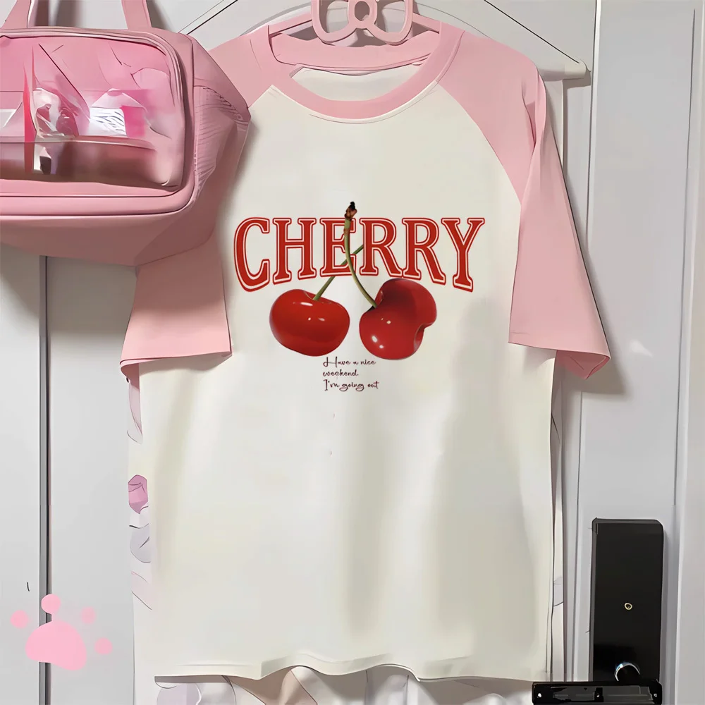 Cherry tshirt female Y2k Classic Digital Breathable anime Gothic tshirt Pop Culture Retro Classic streetwear 2000s graphic