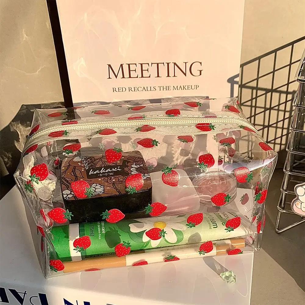 

High Quality Cartoon Printed Storage Bag Transparent Multifunctional Pen Bag Large Capacity Makeup Bag Home Travel