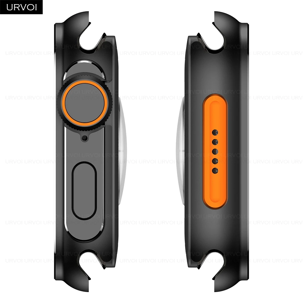 URVOI Cover für Apple Watch Ultra 3 2 Serie 11 10 9 8 7 6 5 SE Metallgehäuse für iWatch Hard Bumper Vollschutz schwarz 46 mm 49 mm