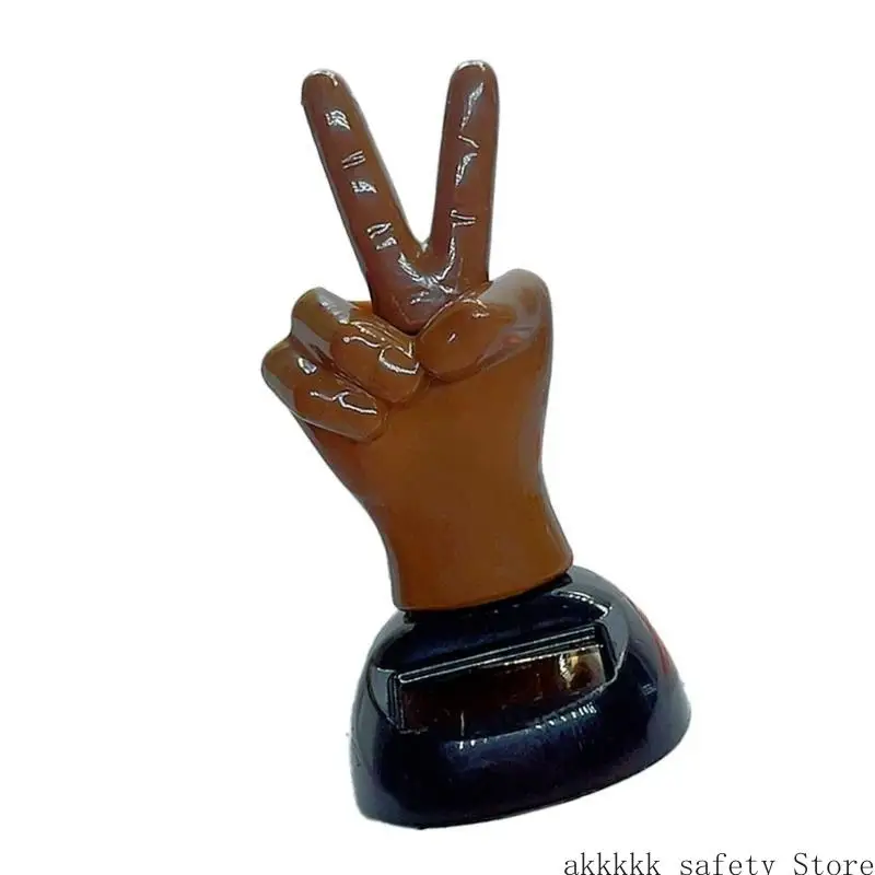 

XXFF Decorative Solar Finger Shaking Toy Solar Powered Finger Bobblehead Ornament for Car Interiors & Home Spaces