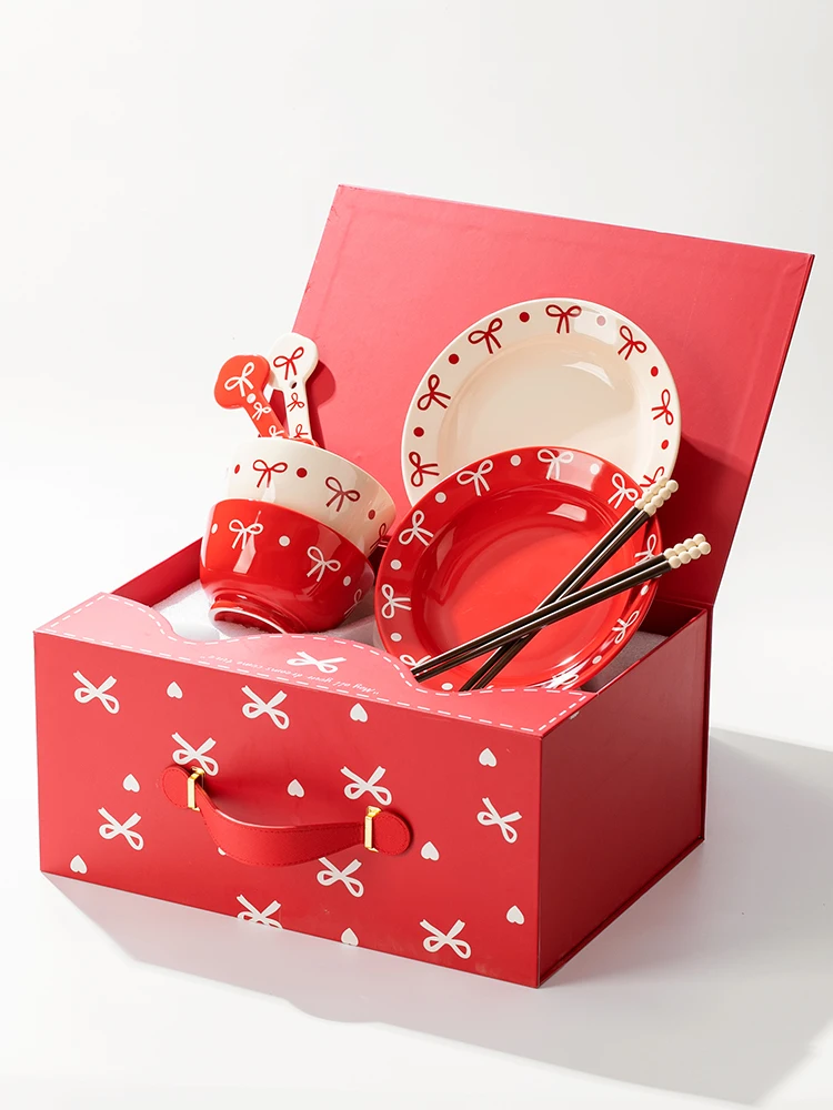 

Wedding Gift Cerc Bowl Plate Set Moving House New Home Soft Cute Sle Chinese Sle High Temperature Stier Crt