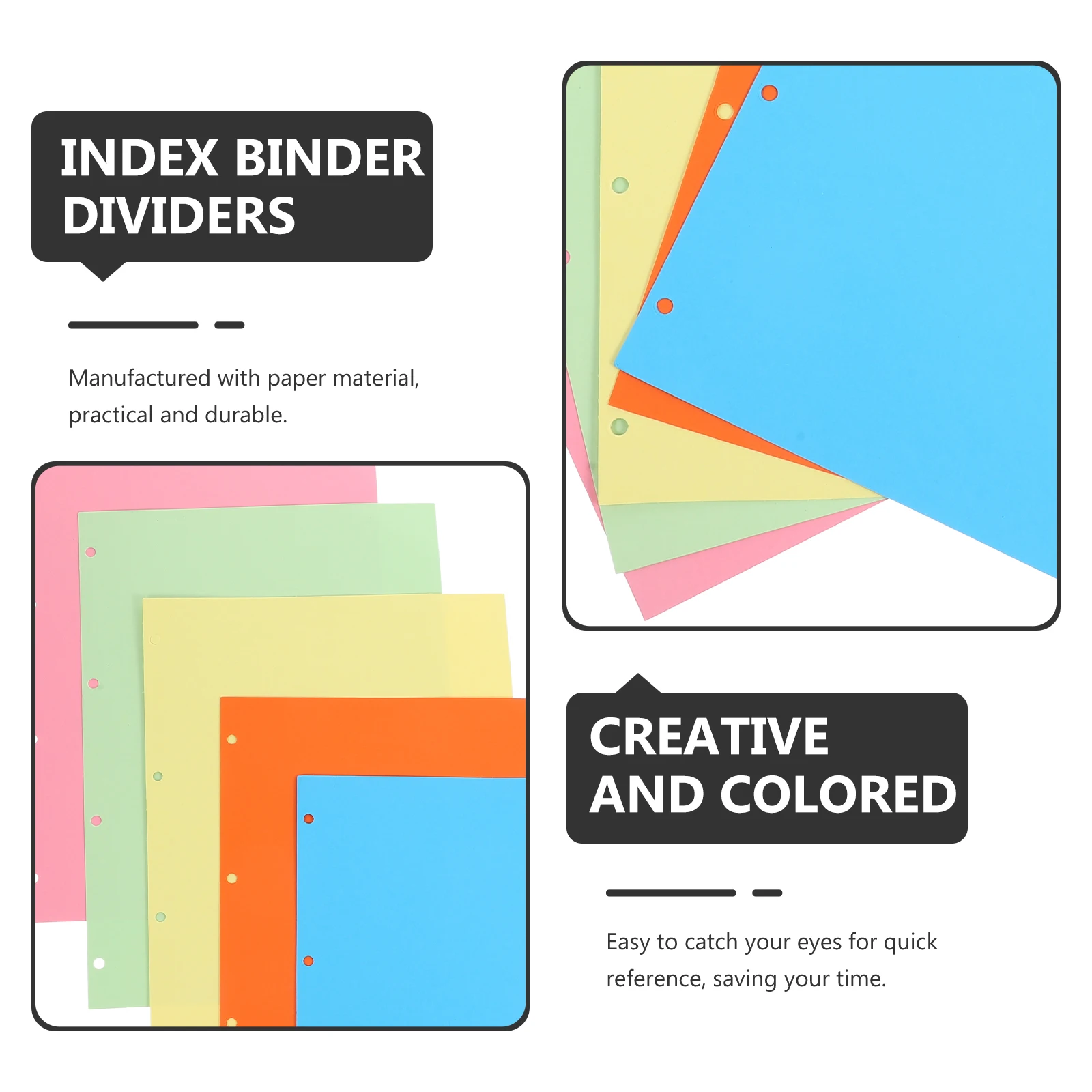 4 セットの色分類ページバインダーディバイダータブ、ノートブックフォルダー付きプラグイン可能