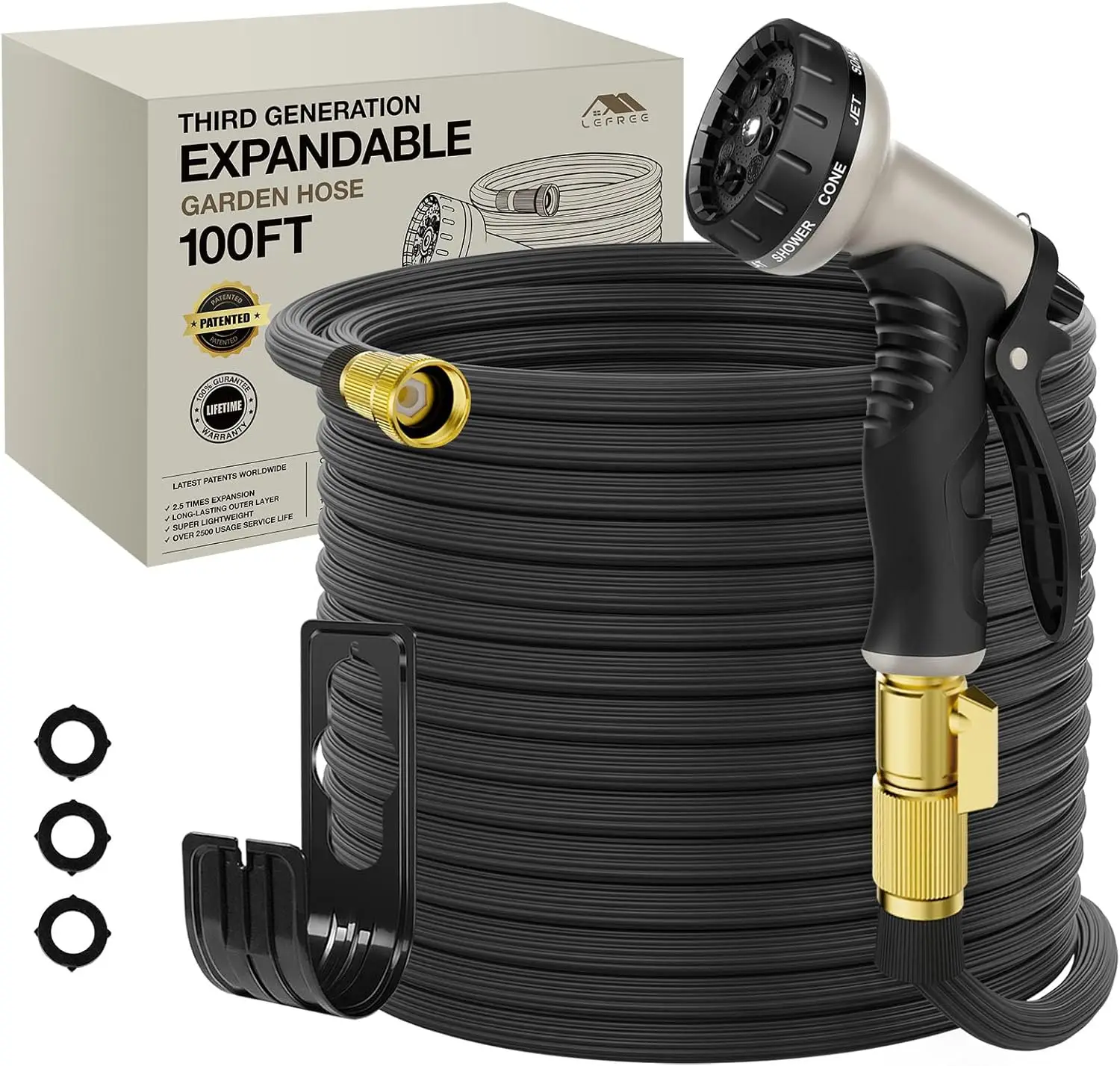 

Garden Hose 100ft, Expandable Garden Hose Leak-Proof with 40 Layers of Innovative Nano Rubber,Lightweight, Durable,