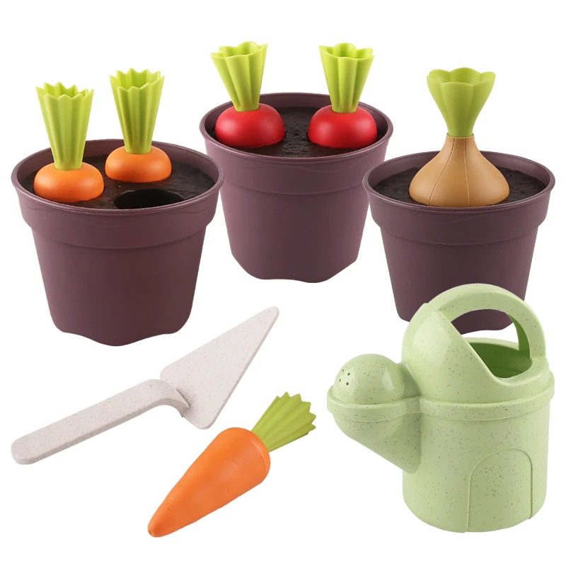 Pala para niños, aspersor para plantar, juguetes para jugar a las casitas, juego de macetas de rábano y arena, juego de arena para playa, regalos de cumpleaños