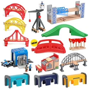 Semua jenis Aksesoris Rel Kereta Kayu Rel Kereta Api Kayu Beech Terowongan Jembatan Kayu cocok untuk Rel Kayu Mainan untuk Anak-anak 10 penjualan terbaik mainkan tive train - №