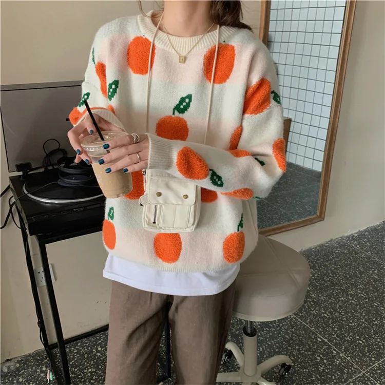 

Sweet and Cute Japanese Pullover Sweater, Stylish Women's Loose Fitting Autumn and Winter Outerwear Knitted Sweater, New Style
