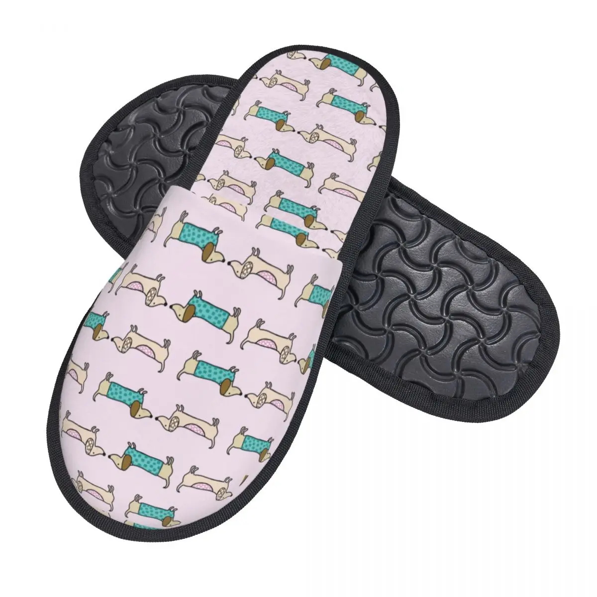 Custom Print Women Cute Dachshund Puppy House Slippers Cozy Warm Wiener Sausage Dog Memory Foam Fluffy Slipper Indoor Shoes