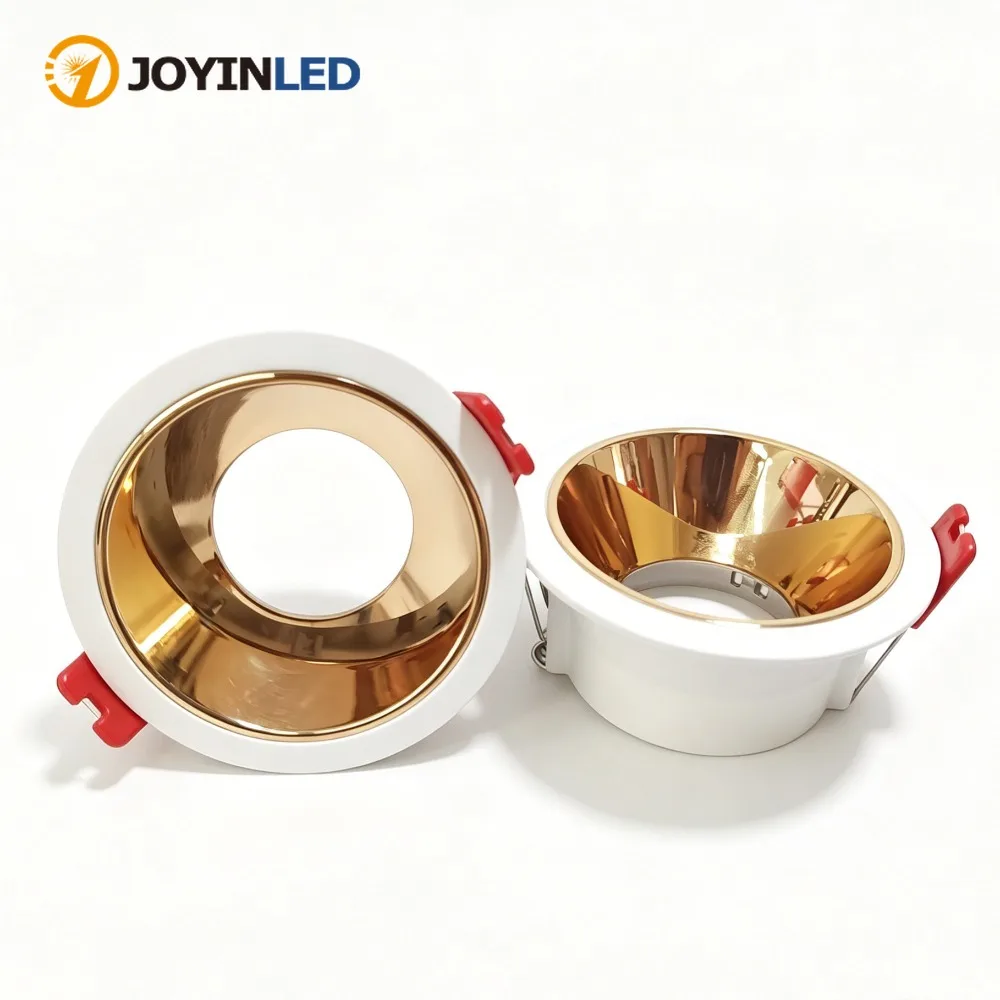 JOYINLED Aluminum GU10 MR16 Recessed Downlight Ceiling Spotlight Fixture, Indoor Lighting Holder Housing Trim Frame White Gold