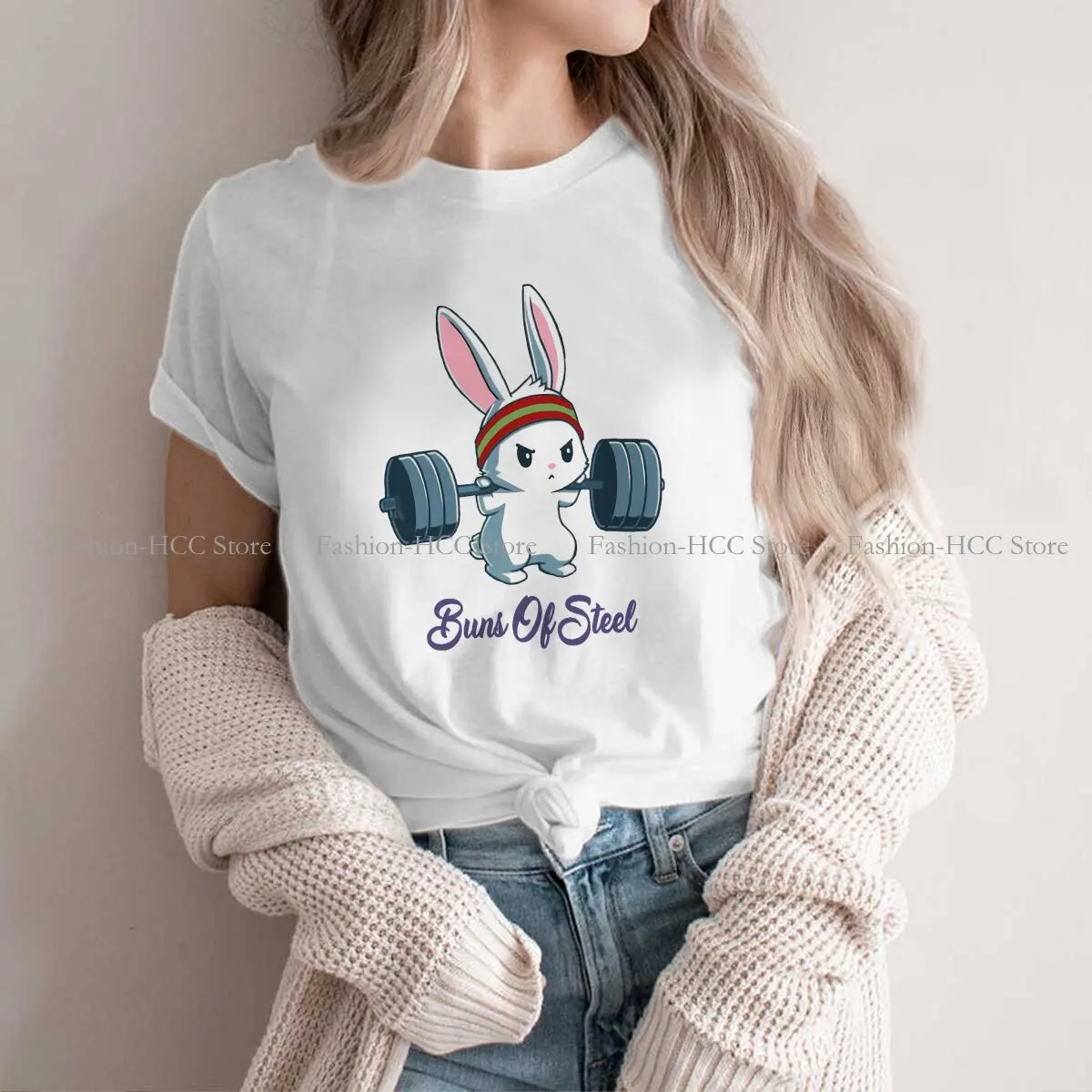 Buns Of Steel Fitness Style Polyester TShirt Rabbit Animal Pattern Comfortable Hip Hop Gift Clothes T Shirt Short Sleeve