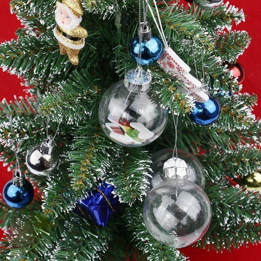 6 uds 6/8/10cm bola de Navidad de plástico transparente rellenable PET adornos colgantes para árbol de Navidad DIY adorno de plástico transparente Año Nuevo