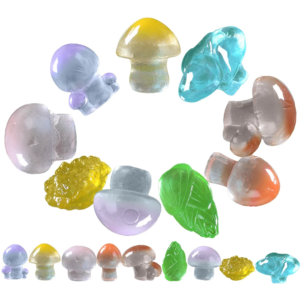 18pcs Glow in the Dark Miniature Mushroom Figurine Micro-landscape Mushroom Ornament glow in the dark mushrooms