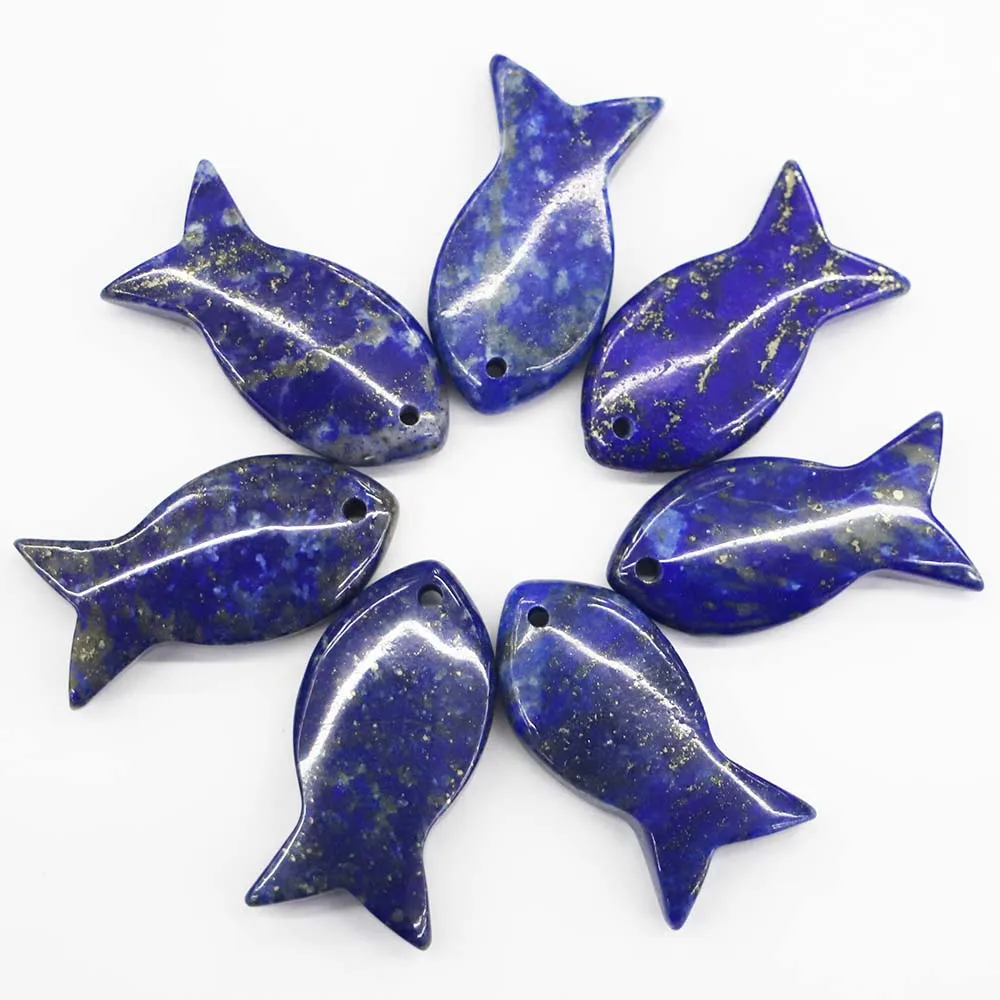 Novelty Natural Stone Carved Fish Crystal Agate Necklace Pendant Fashion Charm Jewelry Accessories Wholesale 10Pcs Free Shipping