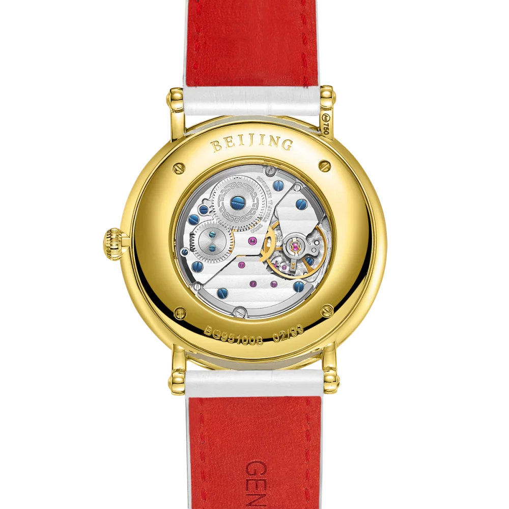 Jam Tangan Pasangan Beijing Enamel Dragon and Phoenix 40mm, Jam Tangan Pria Wanita, Jam Tangan Mekanik Otomatis Skeleton, Mewah Tahan Air
