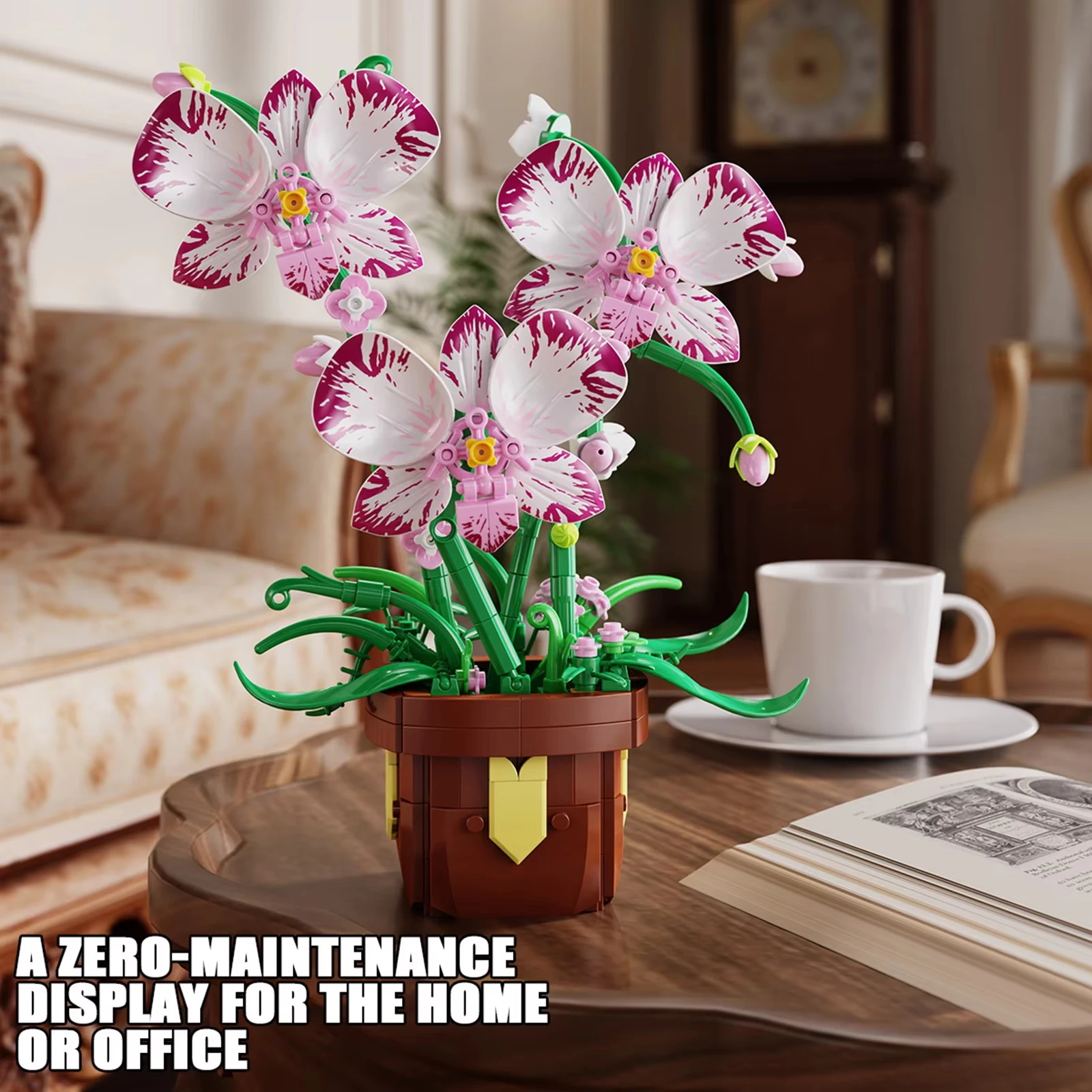 323 Peças Orquídea Phalaenopsis em Vaso, Blocos de Montar, Modelo de Flor, Quebra-Cabeça, Brinquedos, Conjunto de Presentes para Ano Novo, Natal e Aniversário