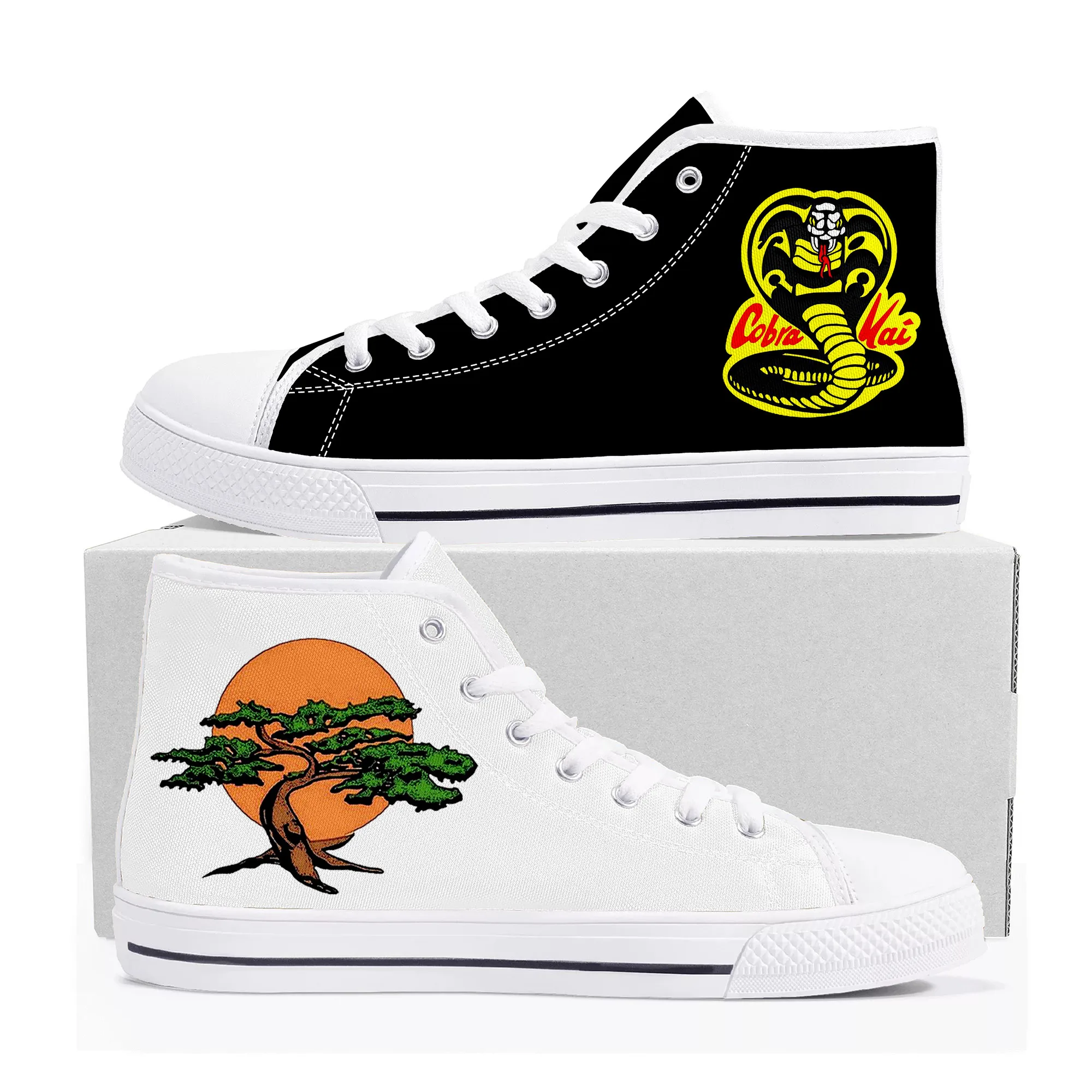 

Cobra Kai No Mercy Snake High Top High Quality Sneakers Mens Womens Teenager Canvas Sneaker Casual Couple Shoes Custom Made Shoe