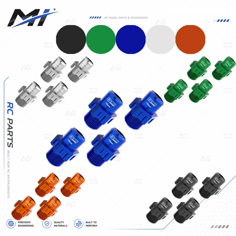 4Pcs 7075 Aluminum 17mm Wheel Hex Hubs Widen 5mm for Traxxas JATO 1/8 (Requires Maxx-Duty Axles)