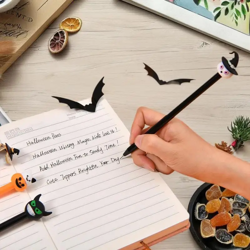 

5/10/15/20 Pcs Cartoon Halloween Themed Neutral Pen Cute Pumpkin Bat Ghost Shape Gel Pen Student Stationery School Supplies Gift