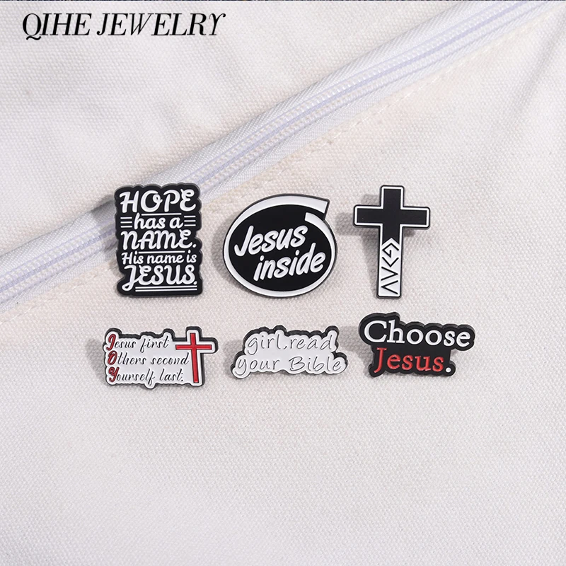 Jesus Cross Collection Enamel Pins Custom Choose Jesus Brooch Clothes Lapel Badge Jewelry Ornaments for Christian Faith Friends