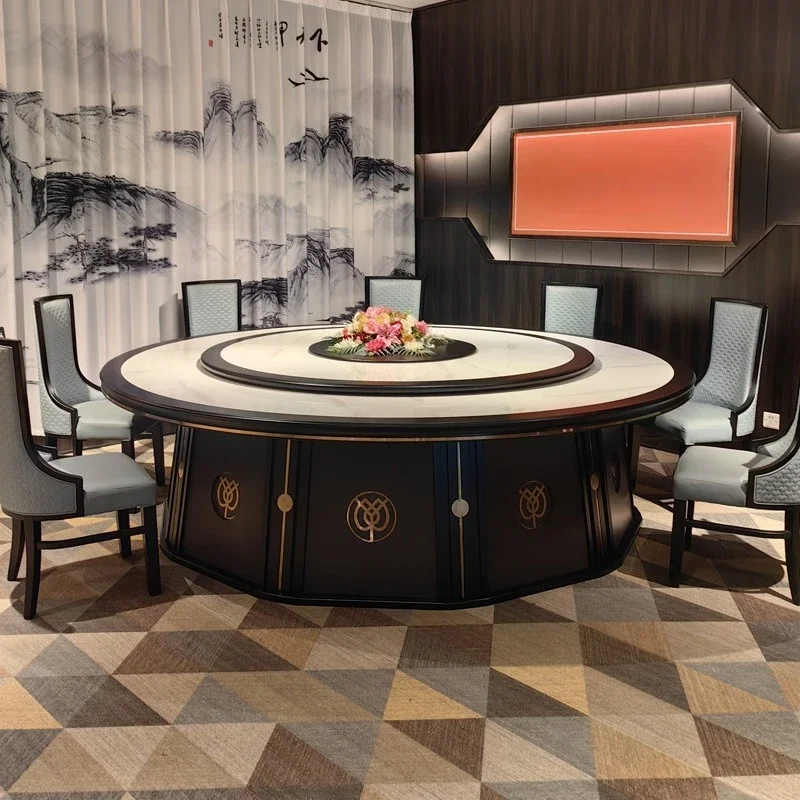 طعام كهربائي للفندق، طاولة مستديرة كبيرة من الخشب الصلب والرخام