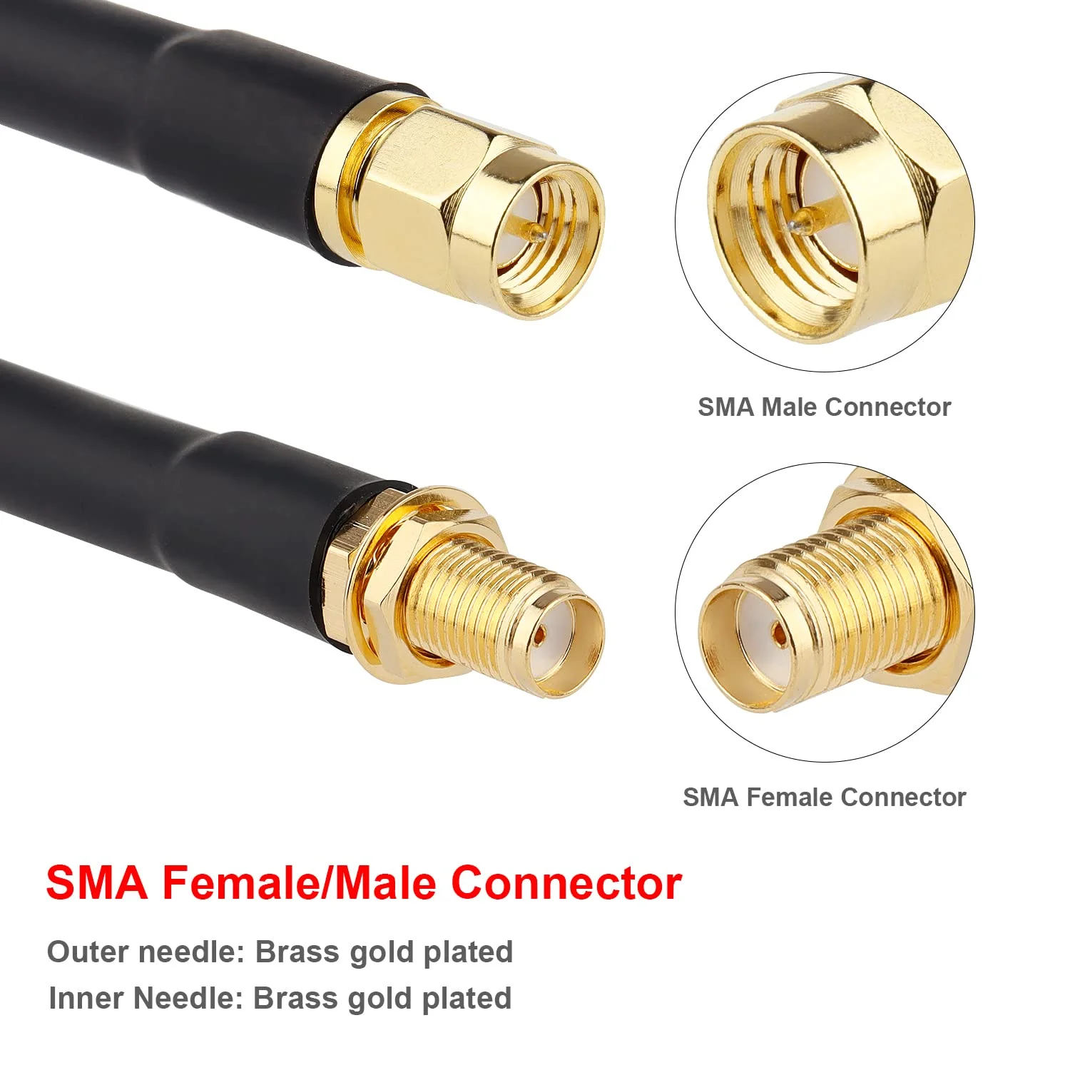 6ft SMA Male to SMA Female Coax Extension Cable, 50 Ohm KMR240 Low Loss SMA Coax Coaxial Cable with SMA Connectors