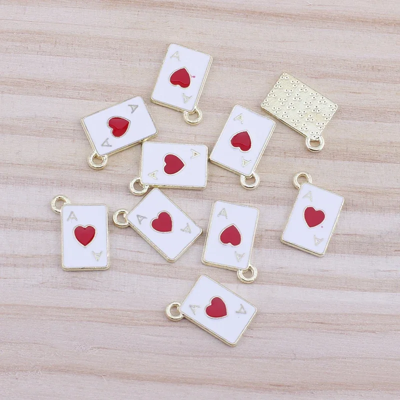 10pcs Poker Playing Cards Enamel Charms Ace Joker Metal Charms for Earrings Keychain Jewelry Making Supplies Diy Accessories