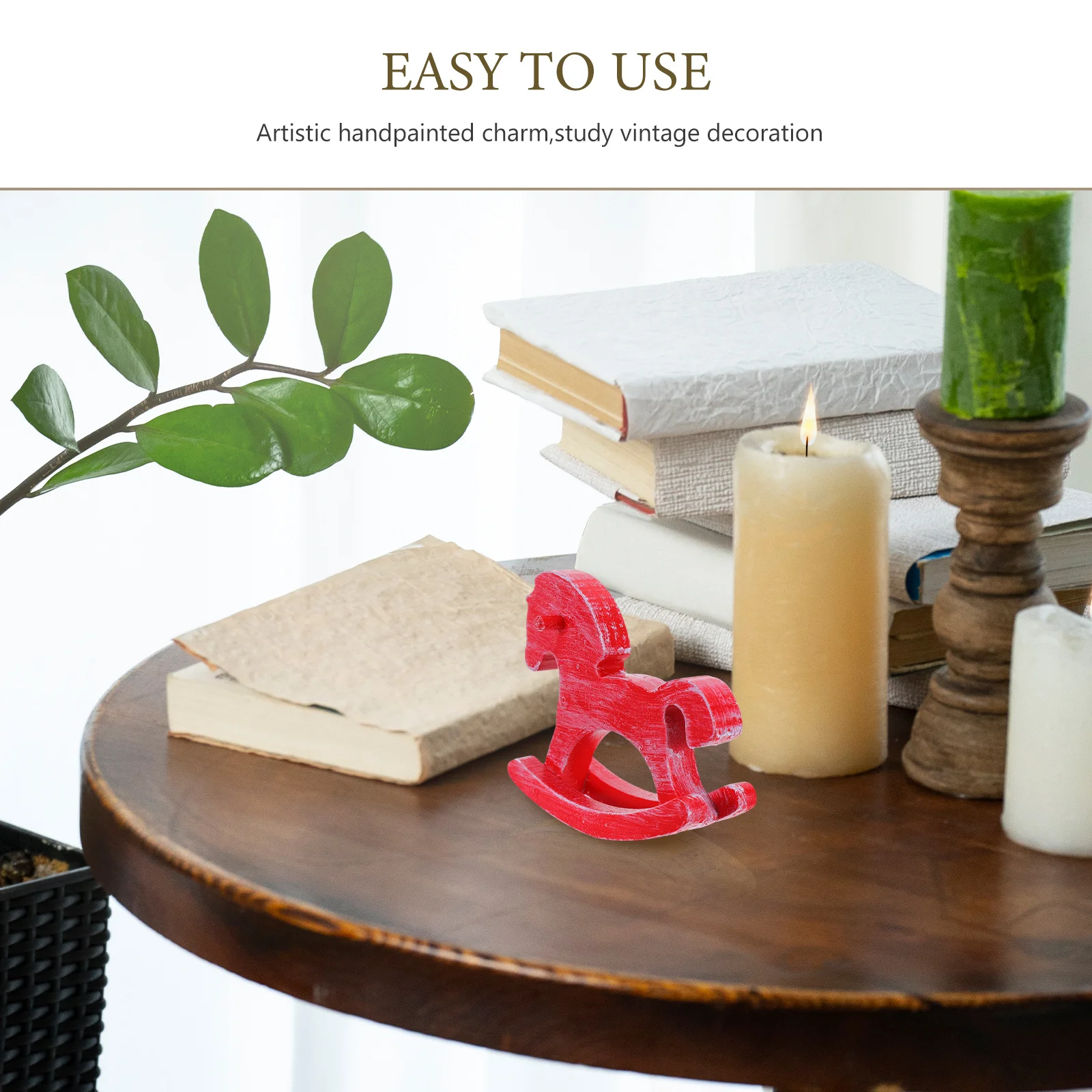 هزاز الحصان الخشبي الحيوان النحت خمر رسمت باليد مكتب مذاكرة الديكور الحنين عيد الميلاد زخرفة رف الكتب ريفي