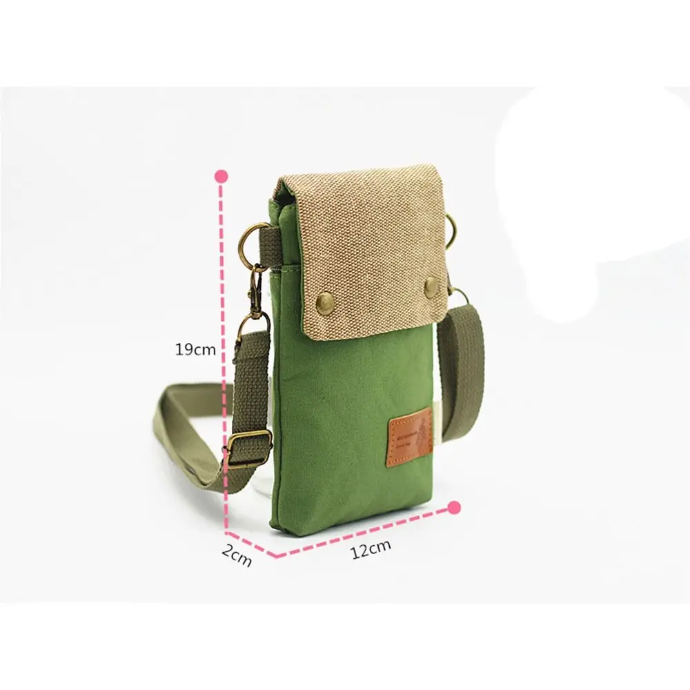 Fashion Simple Style Canvas Small Bag Portable Multi-functional Single Shoulder Messenger Bag Three Layer Phone Bag for Women