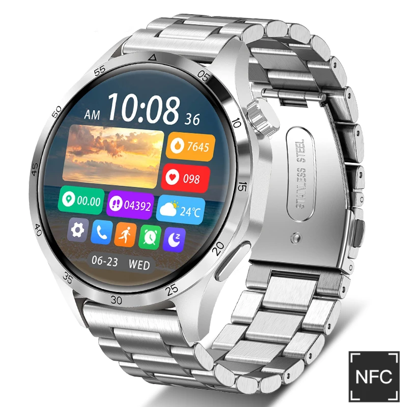 

NFC GPS Sport Smart Watch 4 for Men, 1.52 "AMOLED Screen, Heart Rate Monitor, Bluetooth Call, IP68 Waterproof, Smartwatch, New