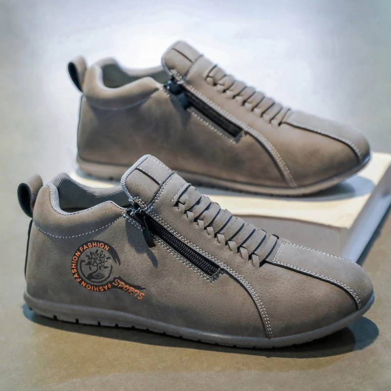 Suede Embroidery Casual Men's Shoes, Soft Sole Breathable Slip-On Loafers, Versatile Flat Shoes for Commuting & Driving Daily We view 6