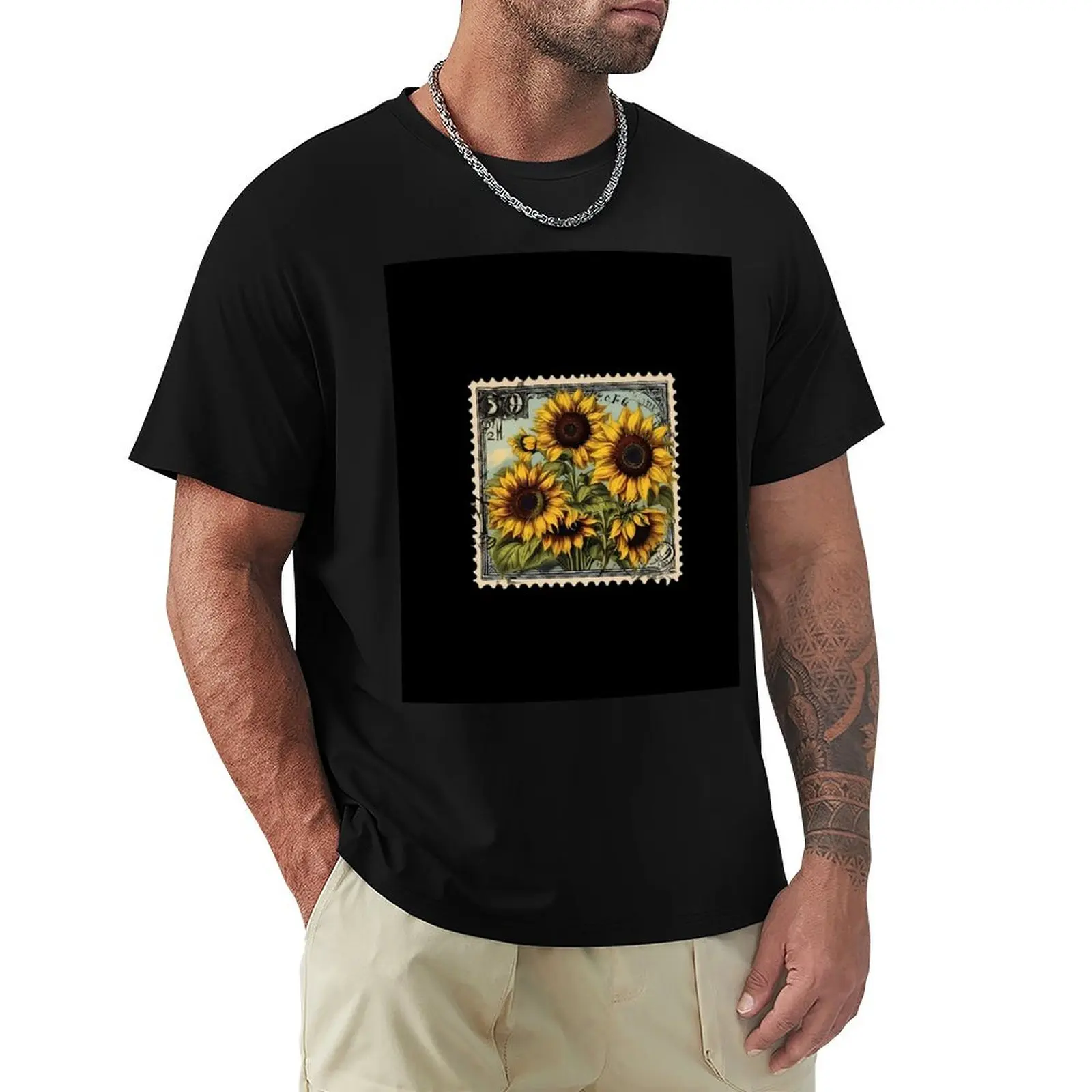 

Timeless Sunflower: A Classic Stamp Edition T-Shirt custom t-shirts anime tshirt mens graphic t-shirts hip hop