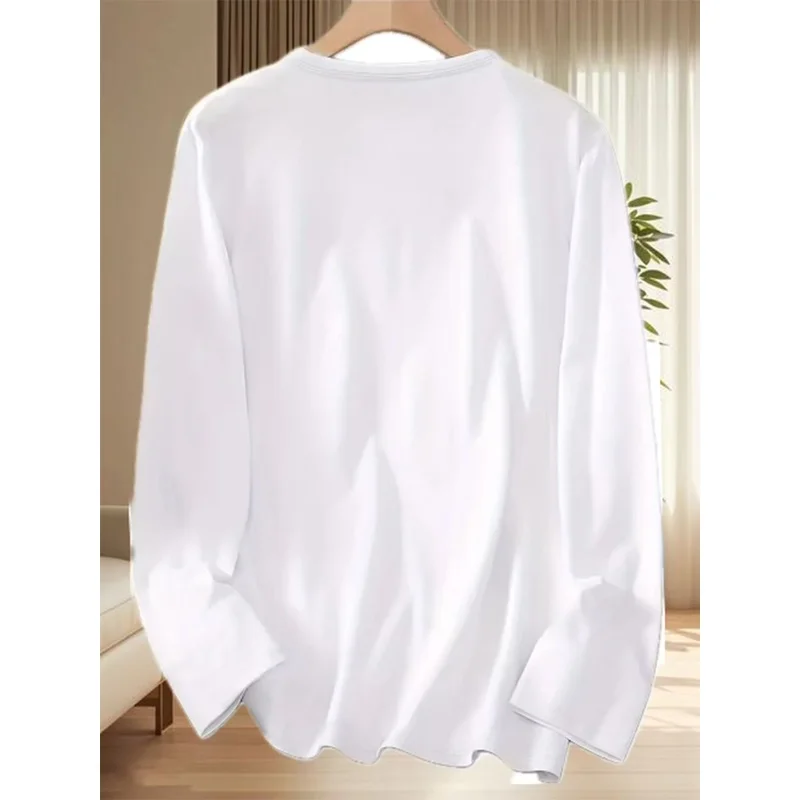 Women's  Cat Face Print Long Sleeve T-Shirt - Comfy Cat Eyes, Soft Stretch Fabric Round Neck Top Suitable for Curvy Ladies