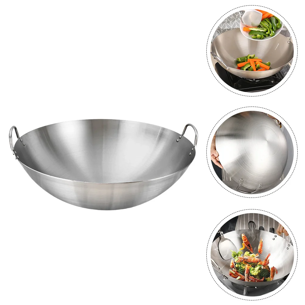 

Stainless Steel Wok Camping Stove Cooking Kitchen Supply Pot Multi-functional for Home Pan Child Premium