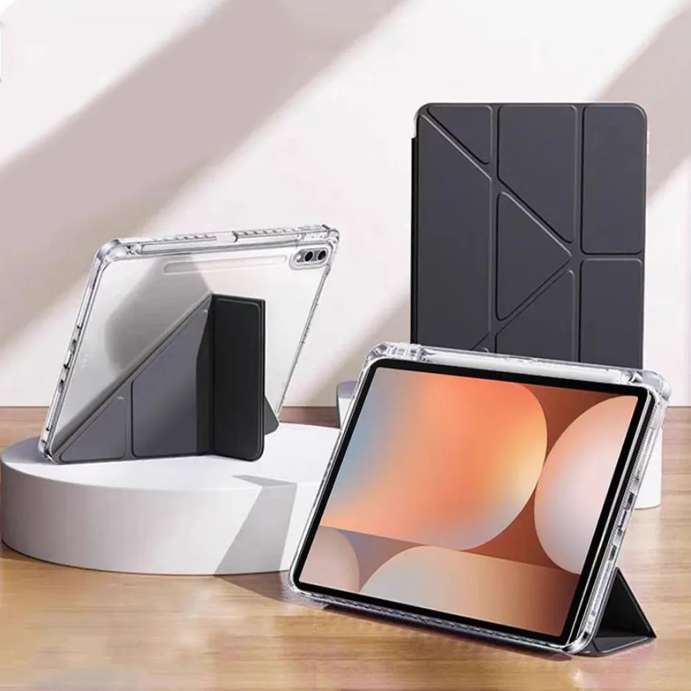 حافظة صلبة شفافة من الأكريليك قابلة للطي لهاتف سامسونج تاب S10 S9 S8 S7 FE Plus Tab A9 Plus A8 10.5 مع غطاء حامل قلم رصاص #1