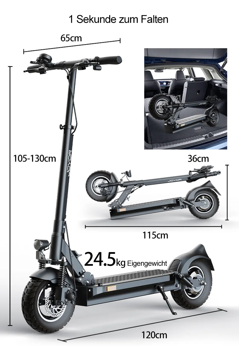 JOYOR Y8-S (ABE) E-Scooter für Erwachsene, 10-Zoll-Reifen, 48V26AH Akku, faltbarer Elektroroller für die Stadt – Detail 7