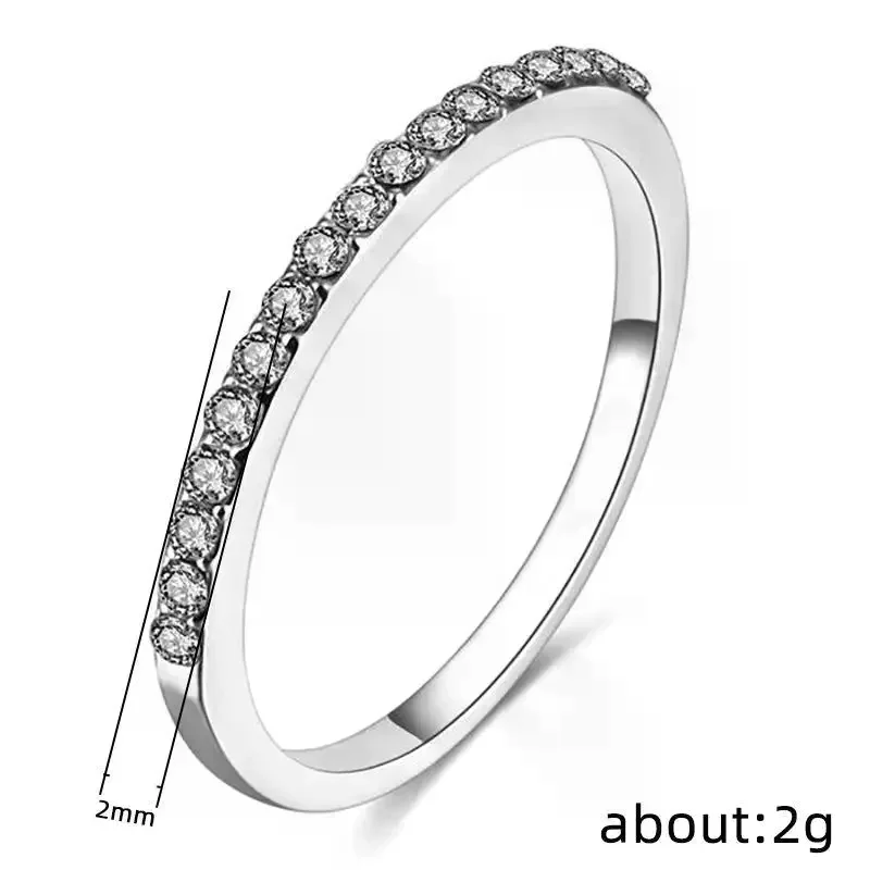 Minimalist Thin Ring For Wedding Brilliant Cubic Zircon High Quality Versatile Finger Ring For Women Jewelry For Daily Wear