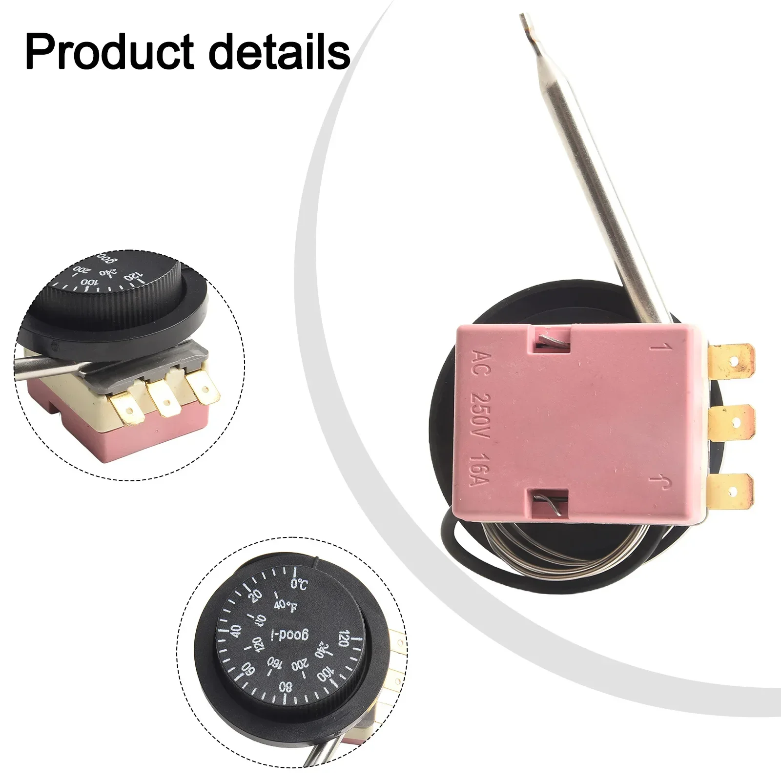 Termostato regolabile capillare per ventilatore elettrico per auto Interruttore di tempera a 3 pin Regolatore di temperatura Accessori per interruttori automatici