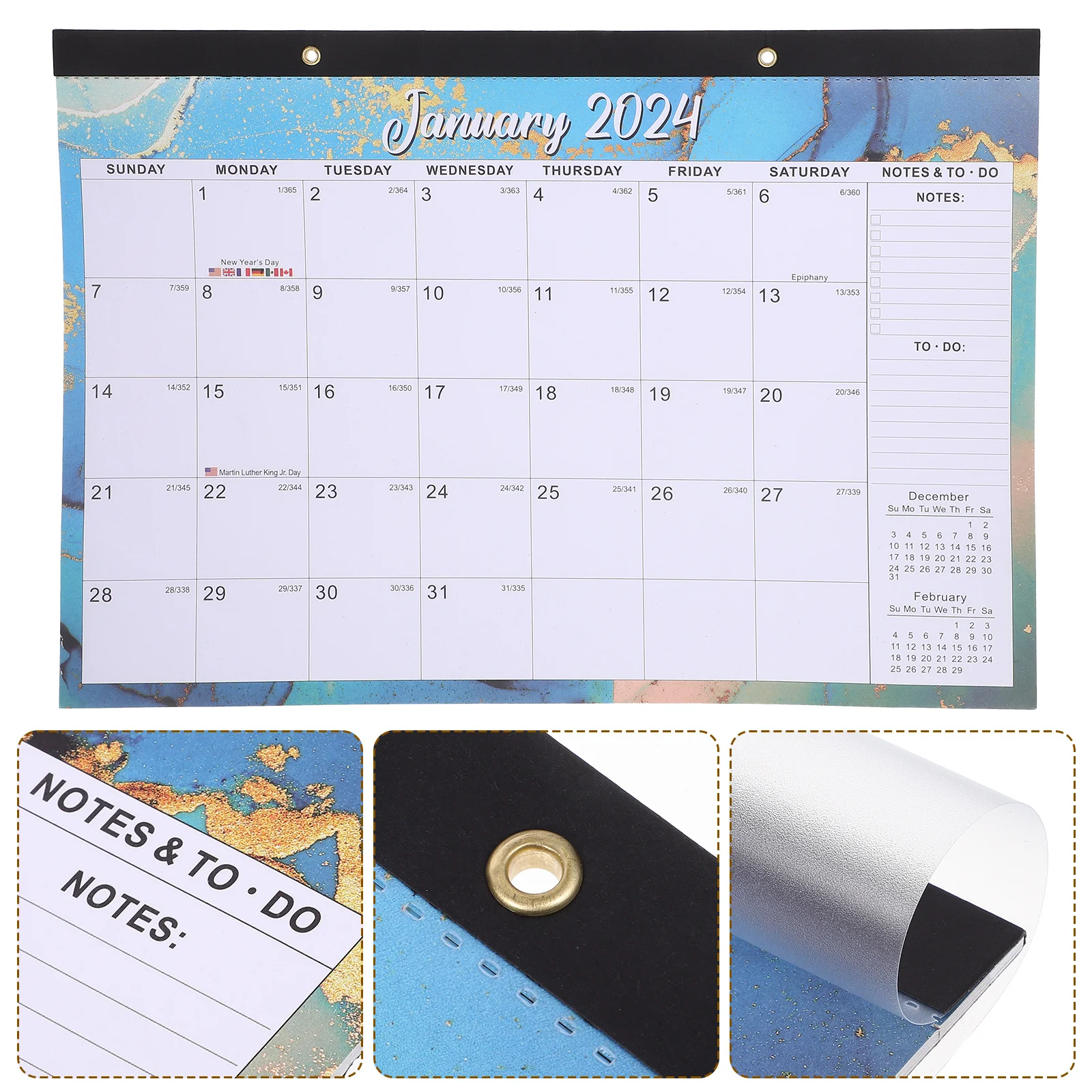 

Прочный настенный календарь на 2024 год для ежедневного использования, заметка на месяц, прозрачные печатные внутренние страницы, удобные для домашнего офиса, классной комнаты