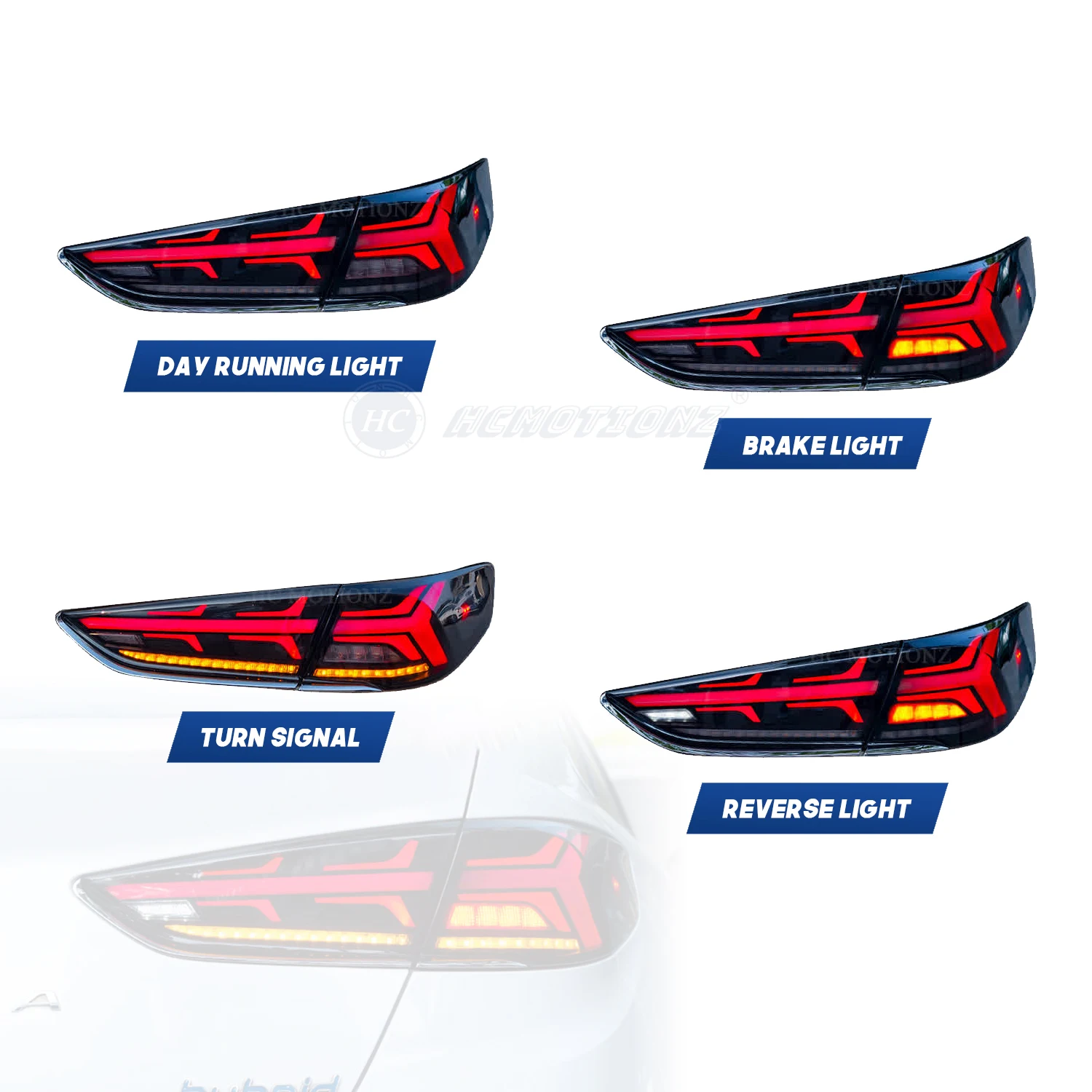 HCMOTIONZ مجموعة مصابيح خلفية LED لشركة هيونداي سوناتا 2017-2019 DRL ملحقات المصابيح الخلفية للسيارة أضواء خلفية الولايات المتحدة الشحنة #3