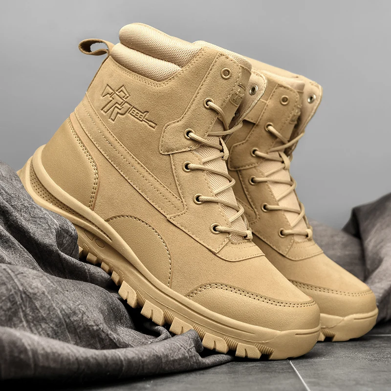 Men's plus size outdoor field training boots four seasons high-top anti-slip comfortable combat boots cross-country hiking boots