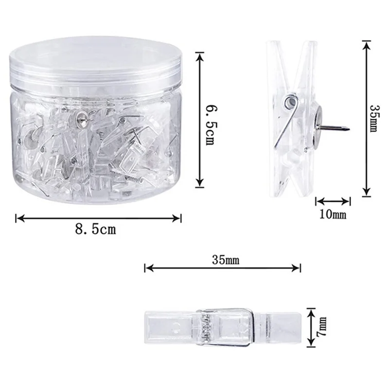A13E-100 Pcs Mini Clear Photo Clips Mini Clothespins Clips Mini Transparent Plastic Clips Stationery Folder
