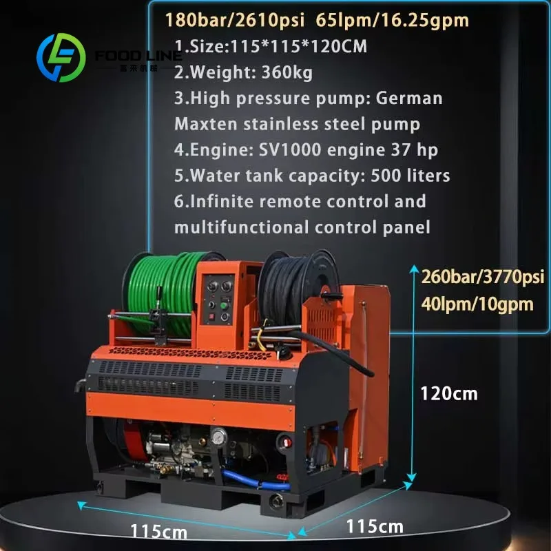 Customized sewer blockage remover pipeline jetting cleaner high pressure water jet machine for bent pipe interior cleaning work