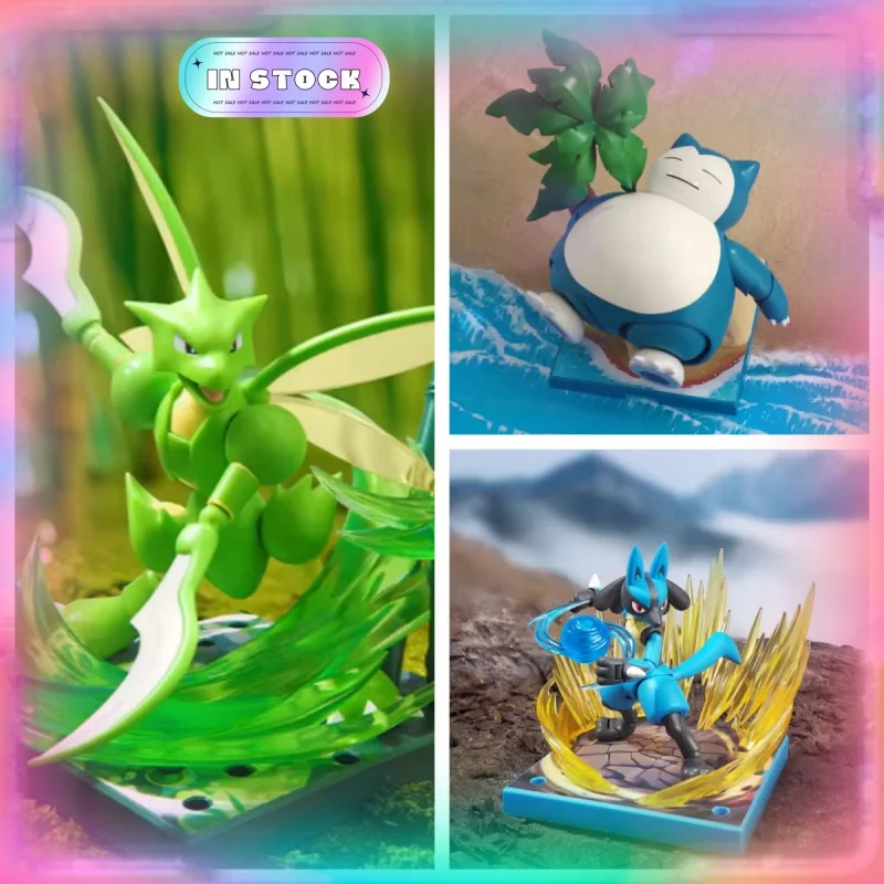 

2025 New In Stock Blookes Snorlax Greninja Scyther Lucario Cinderace Action Figure Desk Decor Ornament Toy Customized Gifts